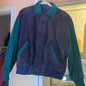 Vintage Blue and Green Suede Adventure Bound Jacket Medium